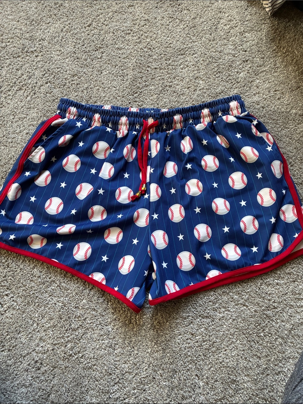 Jess Lea Women’s Navy Baseball Print Athletic Shorts